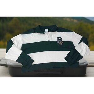 Disney Bambi Top‎ Womens XL Extra Large Long Sleeve Crop Rugby Stripes Preppy